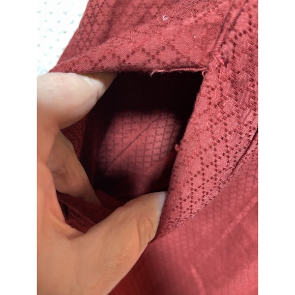 Knox Rose Maroon Boho Prairie Embroidered Long Sleeve Knee Length Dress L - Picture 7 of 13